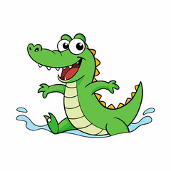 cartoon crocodile vector silhouette illustration isolated on white background