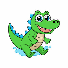 cartoon crocodile vector silhouette illustration isolated on white background