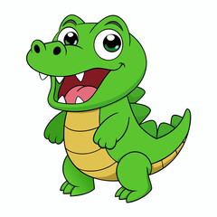 cartoon crocodile vector silhouette illustration isolated on white background