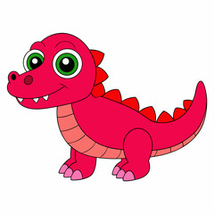 cartoon red crocodile vector silhouette illustration isolated on white background