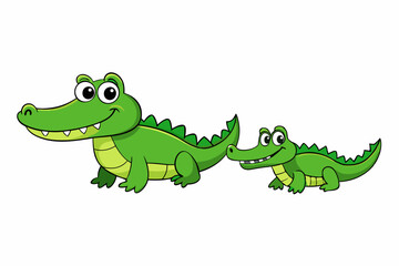cartoon crocodile vector silhouette illustration isolated on white background