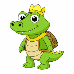 cartoon crocodile traveller vector silhouette illustration isolated on white background