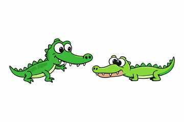 cartoon crocodile vector silhouette illustration isolated on white background