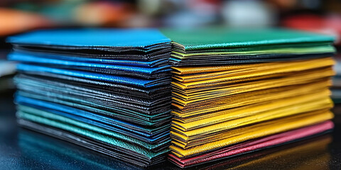  Colorful Stacked Craft Papers in Various Shades  