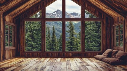 Obraz premium Enjoy breathtaking natural views through expansive windows.