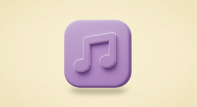 Music Note on Purple Square