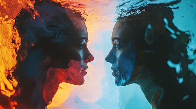Underwater Faces: Dual Identity for Pool.