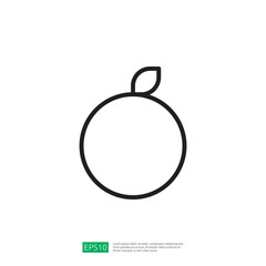 Minimalist Icon of an Orange Fruit with Leaf Representing Fresh Produce in Farming and Agriculture Theme