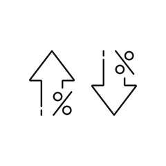 Percent arrow isolated icon in line style. Vector business concept in flat.