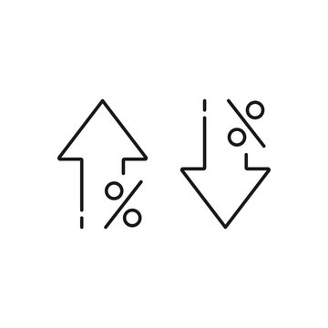 Percent arrow isolated icon in line style. Vector business concept in flat.