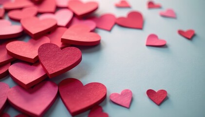 Fototapeta premium Pile of paper hearts, close-up, Valentines Day card, valentine, festive