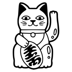 lucky cat Maneki Neko outline