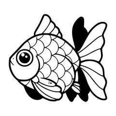 cute goldfish cartoon outline