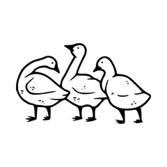 minimalist group of geese drawing