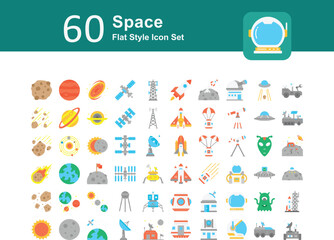 Illustration of Space Collection design Flat Icon. Space Flat Icon Pack. Set of Space Flat Icon