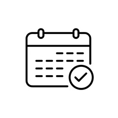 Calendar icon with check mark in minimalist design  
