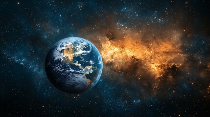 Fototapeta premium earth in space with galaxy and stars background inspirational view of our planet from outer space