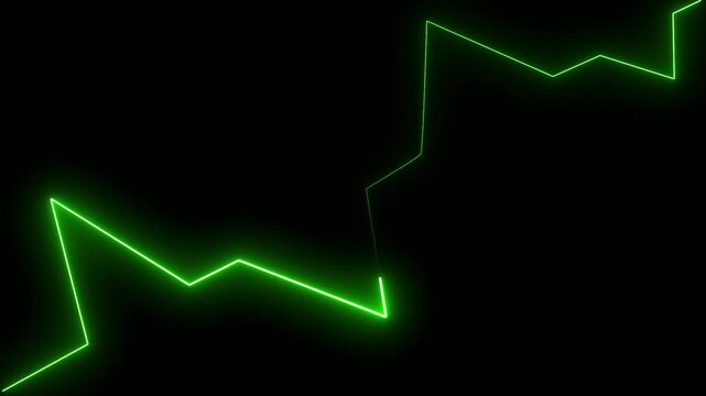 Neon Business graph growth arrow icon animated video .Stock Market Crypto currency Decrease Decline Recession Graph .green color neon line and black background .