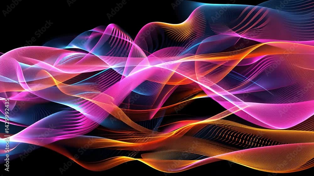 Poster colorful abstract waves dynamic visual experience of vibrant hues in pink and blue, creating energy 
