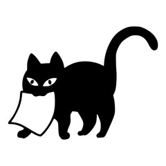 vector drawing of playful black cat