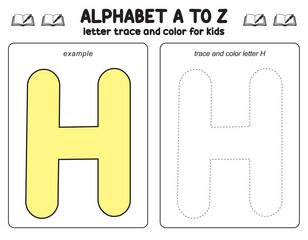 Trace line and coloring  alphabet and number worksheet for kids, educational games, preschool children , activity games