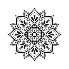 Floral Ornament Abstract Design with Flower and Leaf Elements in a Circular Pattern