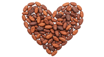 caroço de cacau em formato de coração