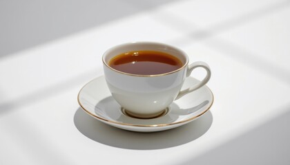 Obraz premium Teacup, isolated on a white background, minimal composition, soft shadows, high detail, studio lighting