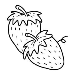 outline strawberry duo vector graphic