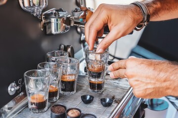 Barista preparing espresso