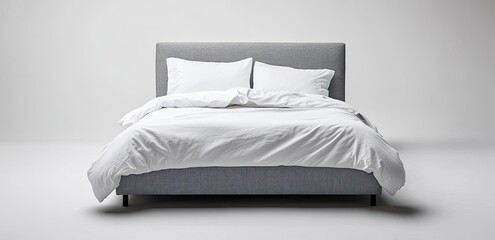 Modern Bed with White Sheets