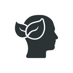 Green think icon. Solid glyph series icon