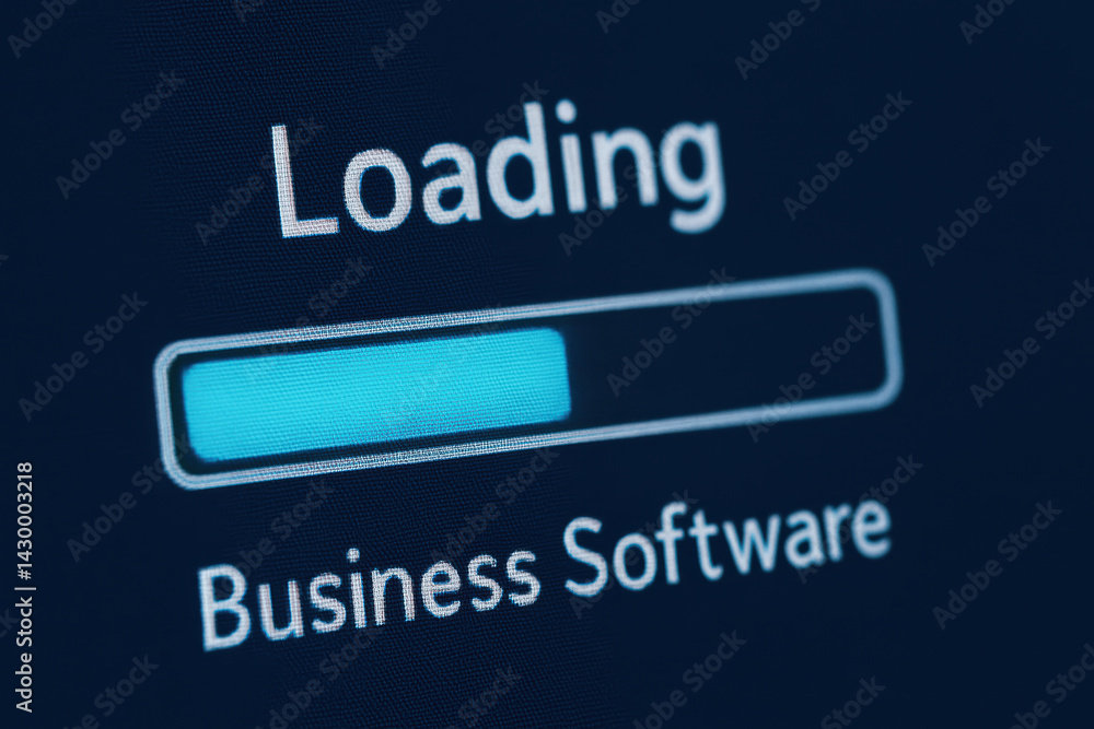 Poster loading screens often symbolize stagnation in economy as users await progress in business software