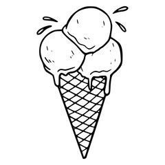 three scoops ice cream outline graphic