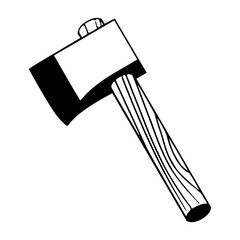axe with wooden handle vector
