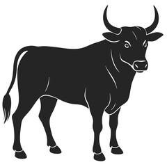 Bull vector silhouette illustration isolated on white background