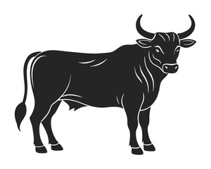 Bull vector silhouette illustration isolated on white background