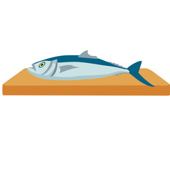 Vector illustration of a fish on a chopping board.