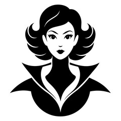 Black Bold feminine silhouette isolated on transparent background