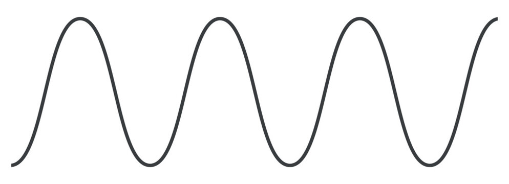 Sinusoid wave signals, scientific periods sine wave. Flat vector illustration isolated on white background.