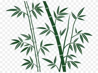 Elegant bamboo stalk vector illustration with rich green leaves and vertical growth, ideal for nature themes, Asian,  eco-friendly designs, or botanical pattern elements.