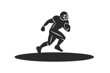 American football player running vector silhouette illustration isolated on white background