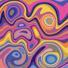ABSTRACT ILLUSTRATION MARBLED TEXTURE LIQUIFY PSYCHEDELIC COLORFUL DESIGN. OPTICAL ILLUSION BACKGROUND VECTOR DESIGN