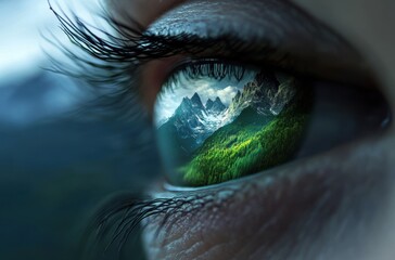 Ultra-sharp macro of a piercing green eye, where the