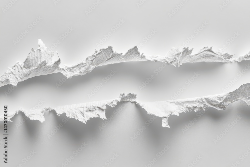 Poster two parallel, jagged rips in white paper create a striking visual effect.