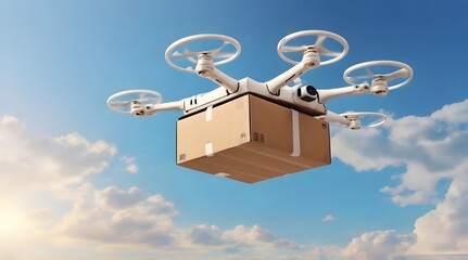 Drone express parcel Delivery flying drone.generative.ai