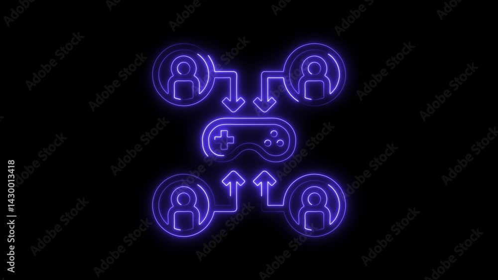 Aufkleber online gaming connection illustration with neon style on dark background concept of multiplayer and 