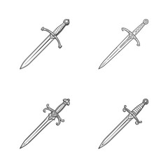 Set of Crossed Swords Icon in Minimal Line Art