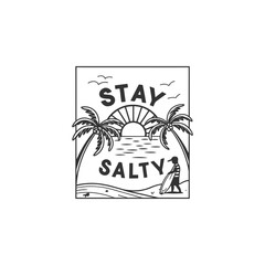 Stay Salty Vintage Typography with Beach Illustration