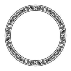 Ancient rome circular floral meander pattern. Classic Greek round ornamental plate. Byzantine Circle of Ancient Greece, Roman Empire. Decoration of European palace, for textile, embroidery, porcelain